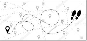 A map showing a circuitous journey